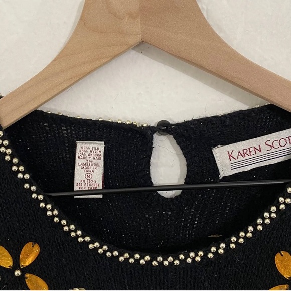 Karen Scott Women’s M Embroidered Sequin Pullover Angora Blend Sweater Dress - Picture 3 of 5